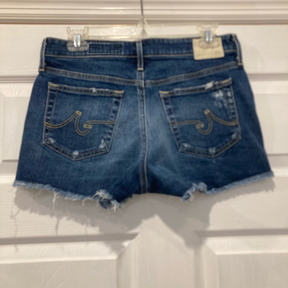 Ag Adriano Goldschmied Distressed Dark Blue Denim Shorts - Picture 3 of 5